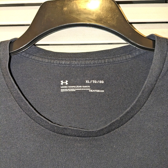 UNDER ARMOUR RUN (Spellout) Heatgear Loose Fit Athletic T-Shirt Men's XL Black - Picture 4 of 8